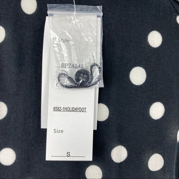 Spense Women's NWT Black White Polka Dot Button Down Scoop Button-Up Top S/C38 - Picture 8 of 8